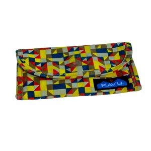 Kavu Multicolored Canvas Wallet with Geometric Pattern